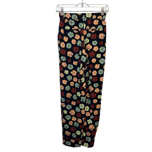 BP Wildfang Pants XXS Black Floral Straight Leg Bohemian Concert Festival New - Picture 4 of 13